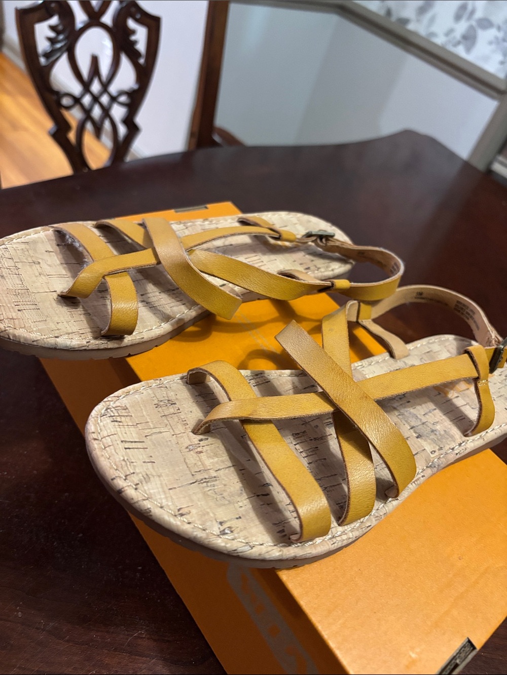 Kork-Ease Felicity Yellow Strappy Sandal Box